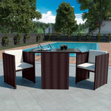 vidaXL 3-delige Bistroset met kussens poly rattan bruin