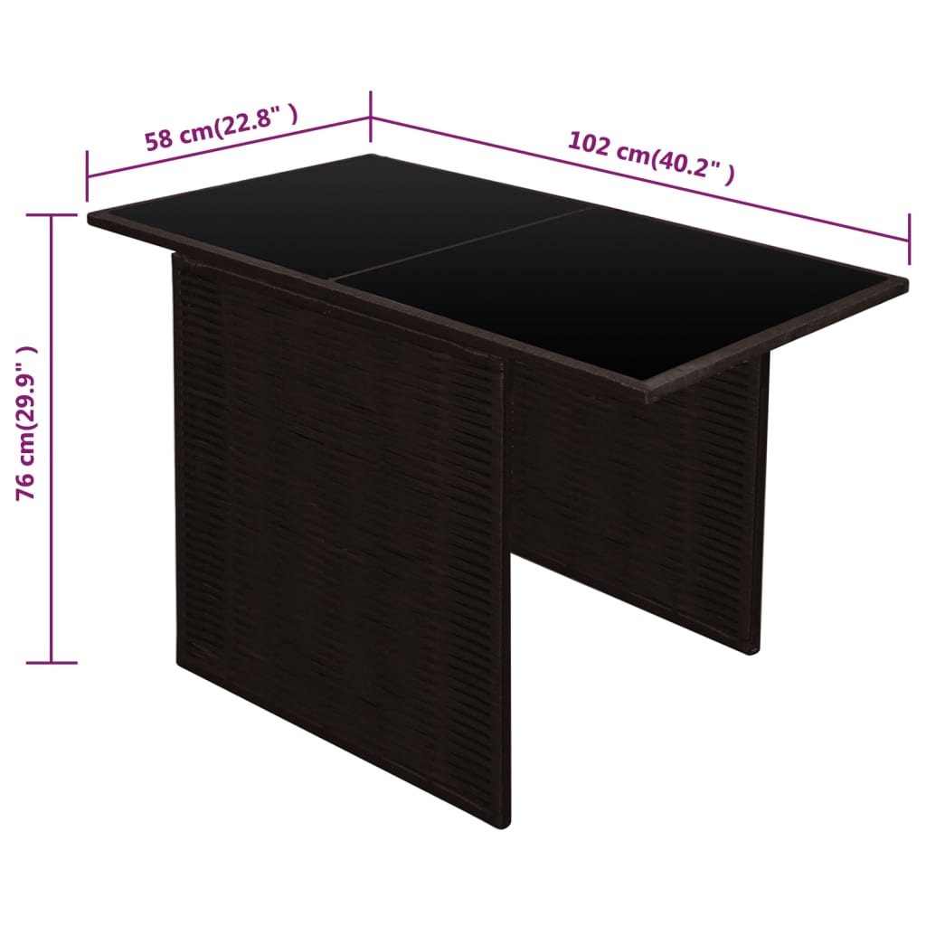 vidaXL 3-delige Bistroset met kussens poly rattan bruin