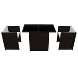 vidaXL 3-delige Bistroset met kussens poly rattan bruin