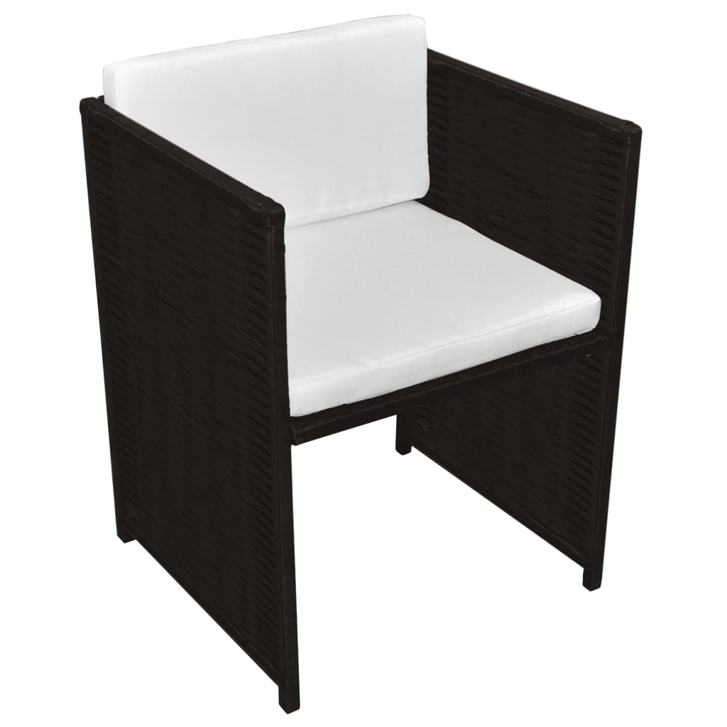 vidaXL 3-delige Bistroset met kussens poly rattan bruin