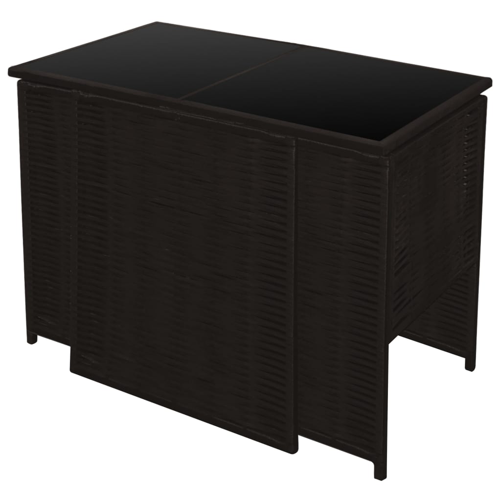 vidaXL 3-delige Bistroset met kussens poly rattan bruin