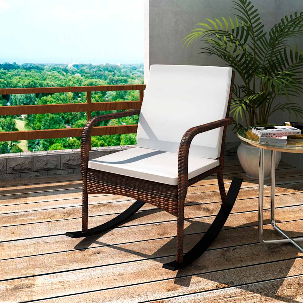 vidaXL Tuinschommelstoel poly rattan bruin