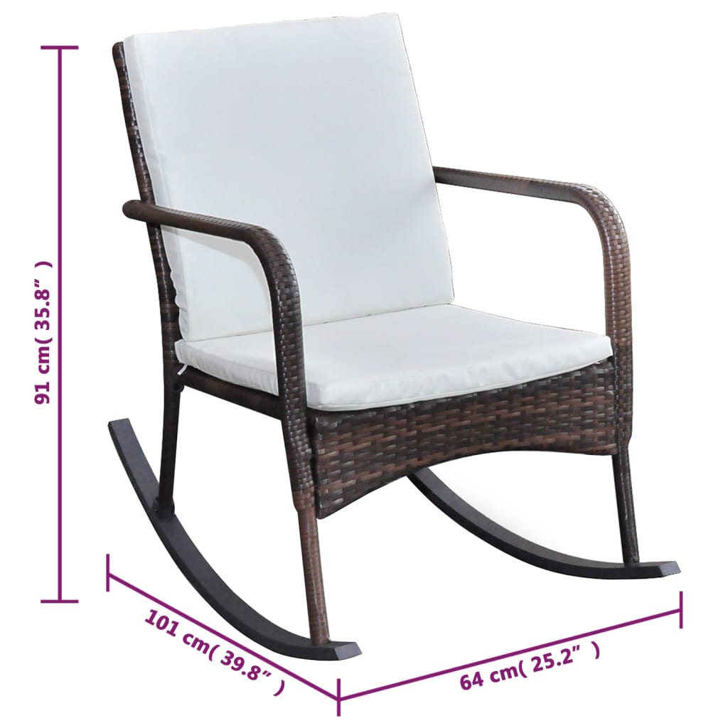 vidaXL Tuinschommelstoel poly rattan bruin