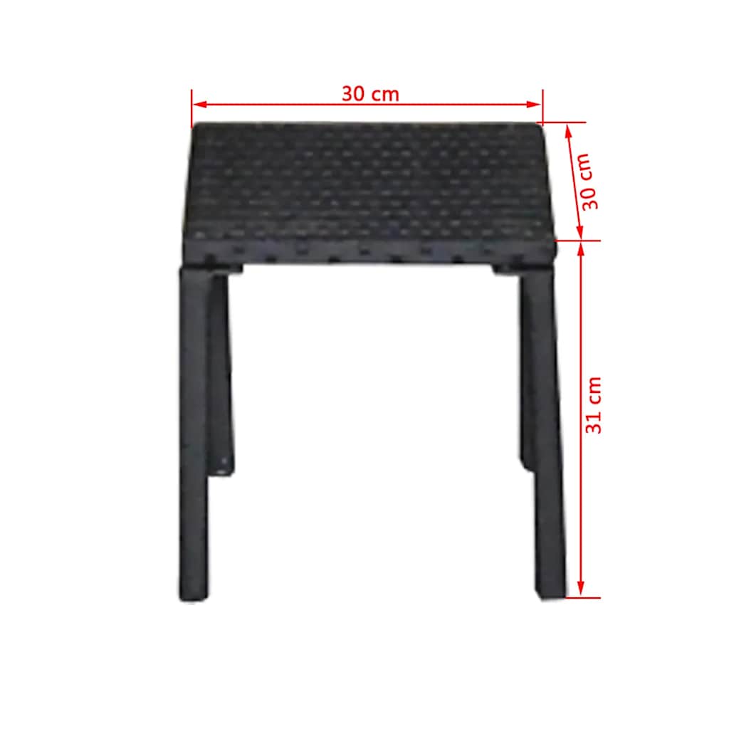vidaXL Ligbedden met tafel poly rattan zwart