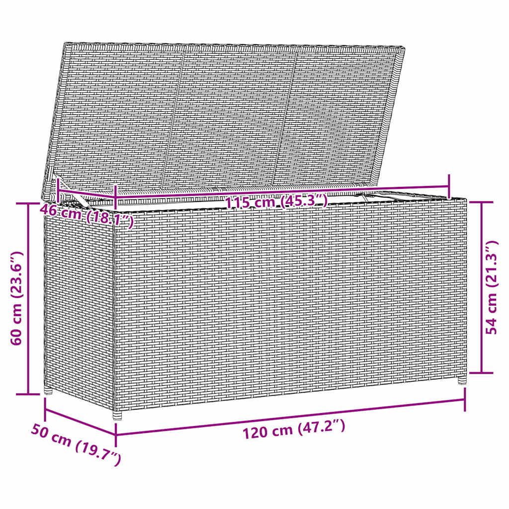 vidaXL Tuinbox 120x50x60 cm poly rattan zwart