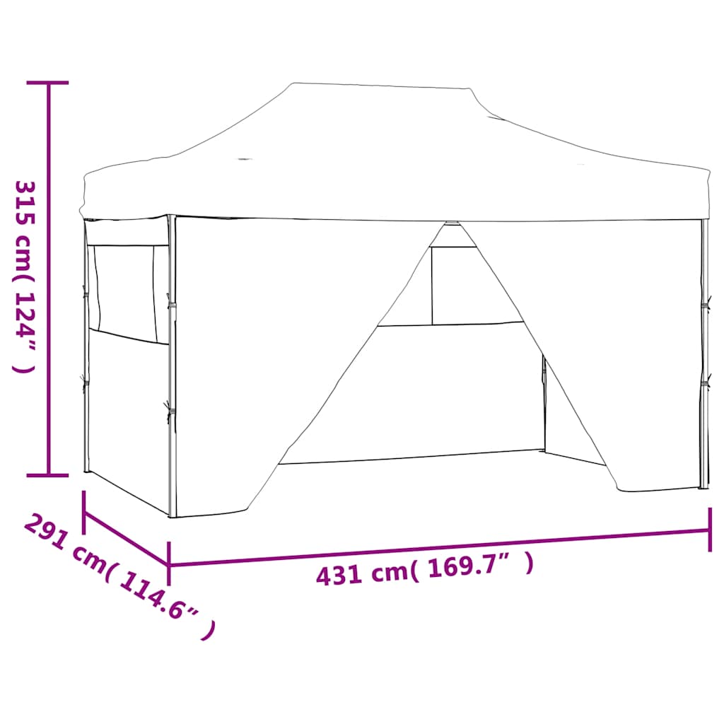 vidaXL Pop-Up Party Tent with 4 Side Walls 3x4.5 m Blue