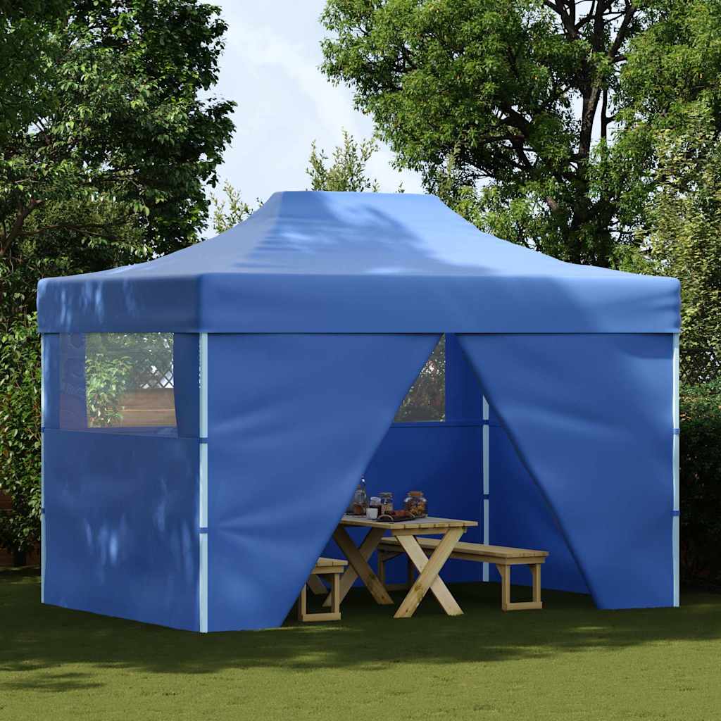 vidaXL Pop-Up Party Tent with 4 Side Walls 3x4.5 m Blue