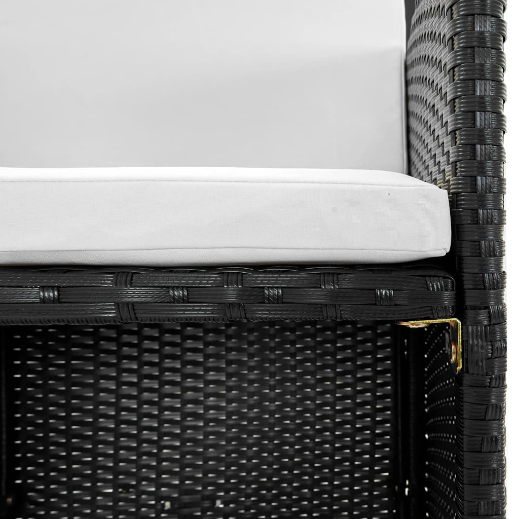 vidaXL 5-delige Tuinset met kussens poly rattan zwart