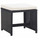 vidaXL 5-delige Tuinset met kussens poly rattan zwart