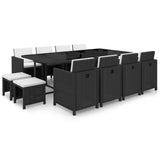 vidaXL 5-delige Tuinset met kussens poly rattan zwart