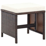 vidaXL 5-delige Tuinset met kussens poly rattan bruin