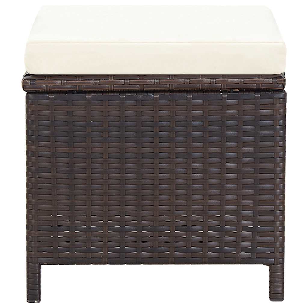 vidaXL 5-delige Tuinset met kussens poly rattan bruin