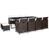 vidaXL 5-delige Tuinset met kussens poly rattan bruin