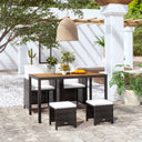 vidaXL 5-delige Tuinset poly rattan en acaciahout zwart