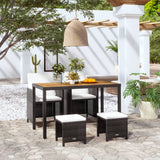 vidaXL 5-delige Tuinset poly rattan en acaciahout zwart