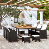vidaXL 5-delige Tuinset poly rattan en acaciahout zwart