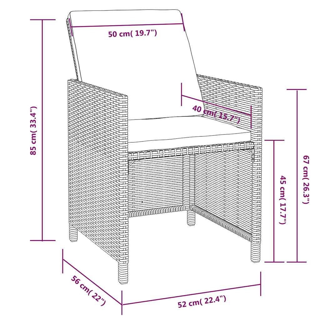 vidaXL 5-delige Tuinset poly rattan en acaciahout zwart