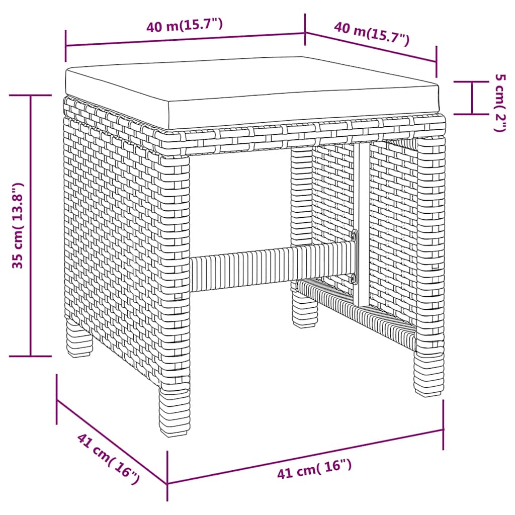 vidaXL 5-delige Tuinset poly rattan en acaciahout zwart