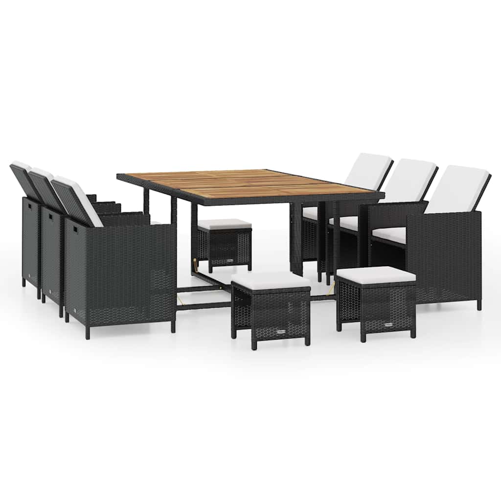 vidaXL 5-delige Tuinset poly rattan en acaciahout zwart