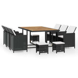 vidaXL 5-delige Tuinset poly rattan en acaciahout zwart