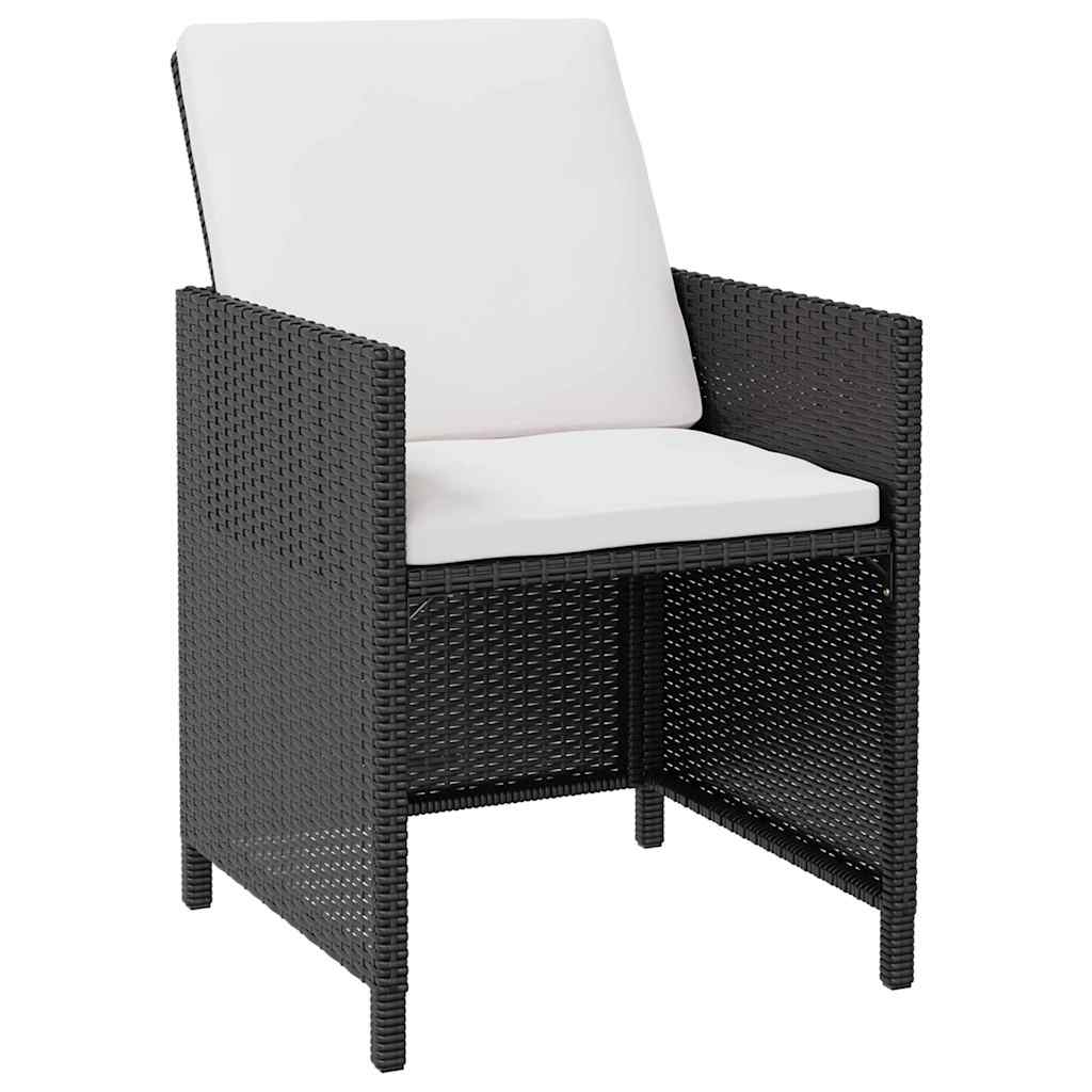 vidaXL 5-delige Tuinset poly rattan en acaciahout zwart