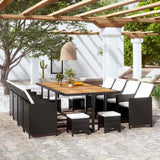 vidaXL 5-delige Tuinset poly rattan en acaciahout zwart