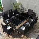 vidaXL 9-delige Tuinset met kussens poly rattan zwart