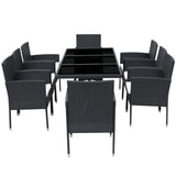 vidaXL 9-delige Tuinset met kussens poly rattan zwart