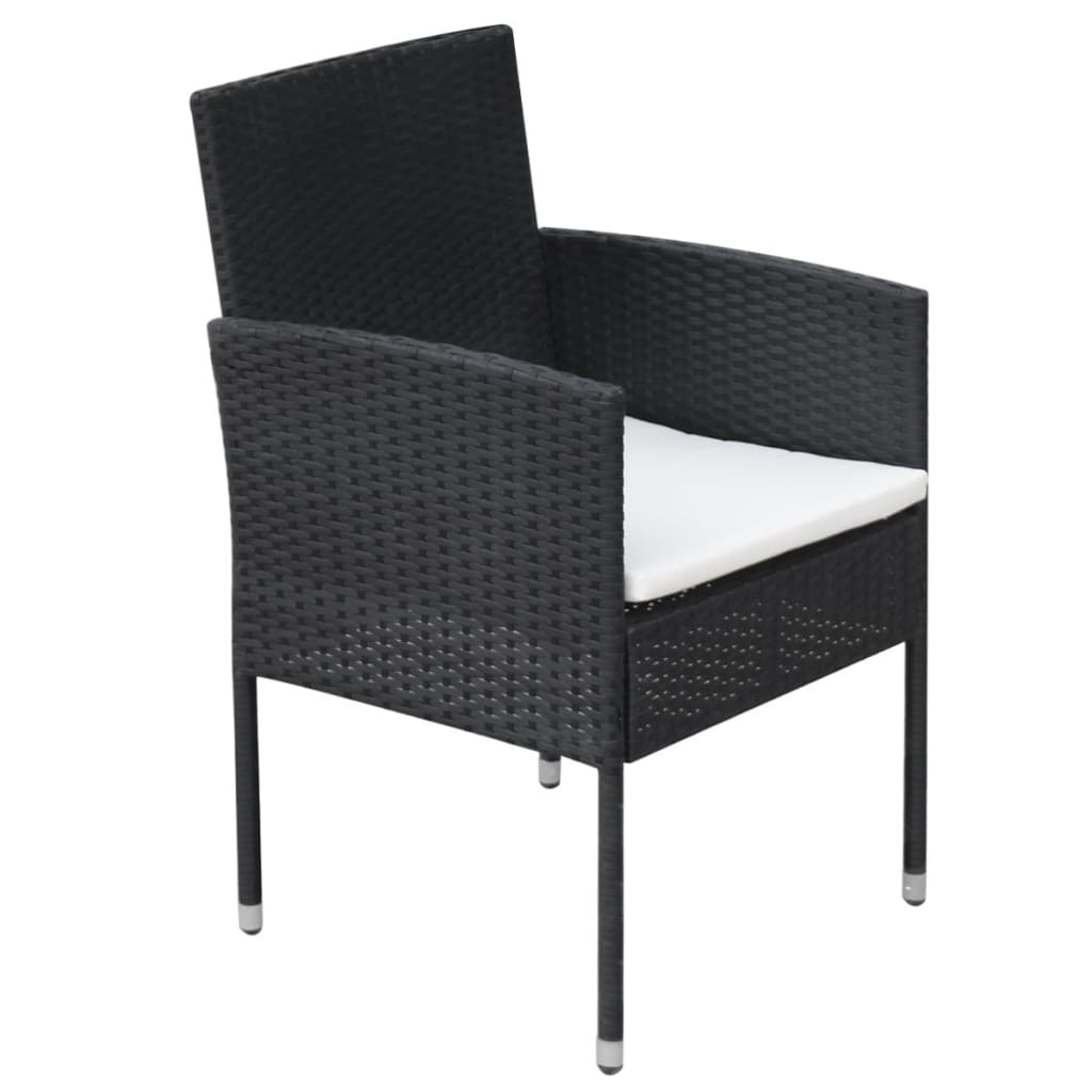 vidaXL 9-delige Tuinset met kussens poly rattan zwart