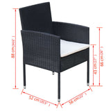 vidaXL 9-delige Tuinset met kussens poly rattan zwart