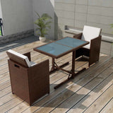 vidaXL 3-delige Bistroset met kussens poly rattan zwart