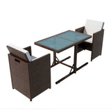 vidaXL 3-delige Bistroset met kussens poly rattan zwart