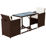 vidaXL 3-delige Bistroset met kussens poly rattan zwart