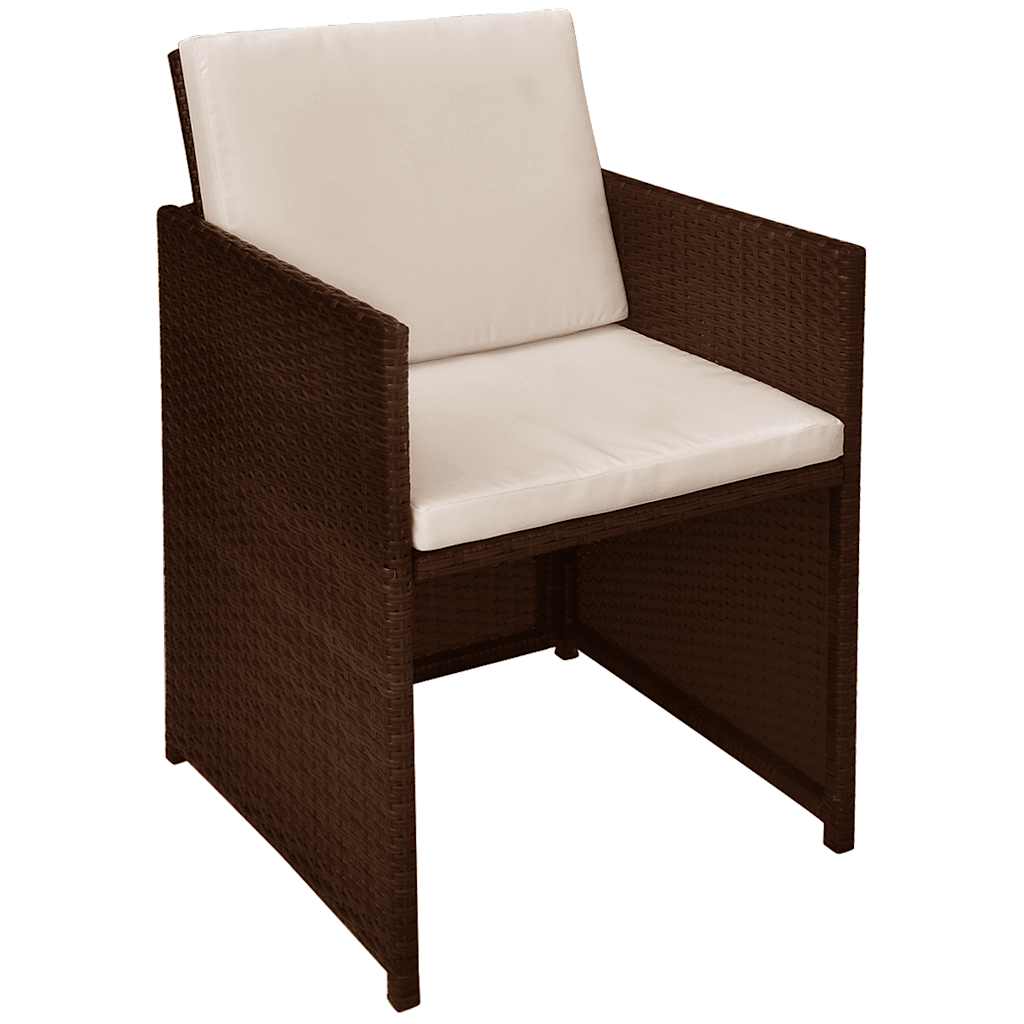 vidaXL 3-delige Bistroset met kussens poly rattan zwart