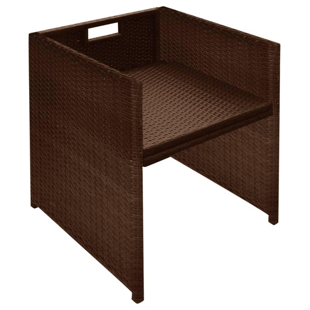 vidaXL 3-delige Bistroset met kussens poly rattan zwart