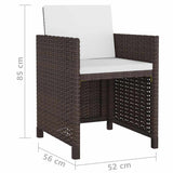 vidaXL 9-delige Tuinset met kussens poly rattan zwart