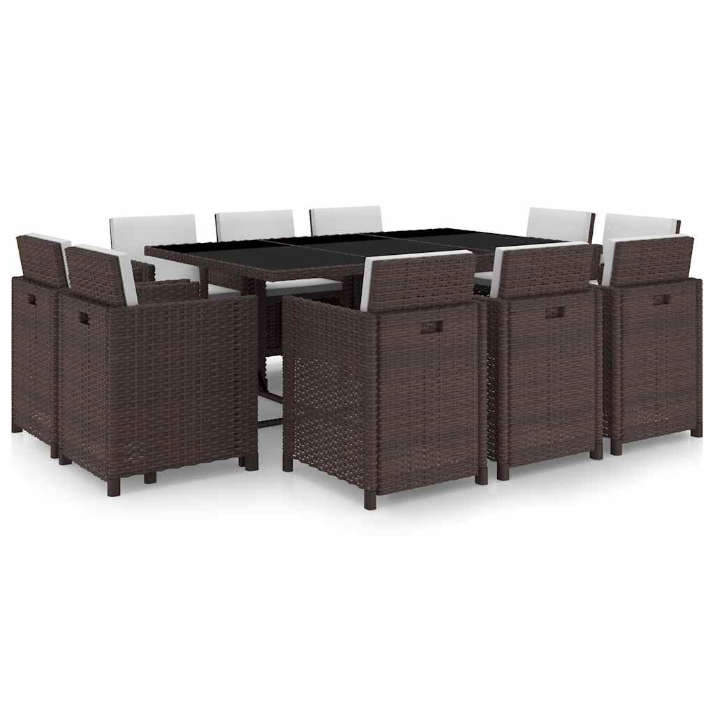 vidaXL 9-piece Garden Dining Set with Cushions Poly Rattan Beige