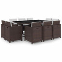 vidaXL 9-piece Garden Dining Set with Cushions Poly Rattan Beige