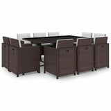 vidaXL 9-piece Garden Dining Set with Cushions Poly Rattan Beige