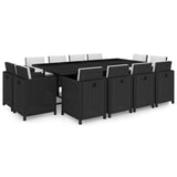 vidaXL 13-piece Garden Lounge Set with Cushions Poly Rattan Black