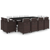vidaXL 9-piece Garden Dining Set with Cushions Poly Rattan Beige