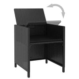 vidaXL 13-piece Garden Lounge Set with Cushions Poly Rattan Black
