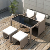 vidaXL 5-piece Garden Dining Set with Cushions Poly Rattan Beige