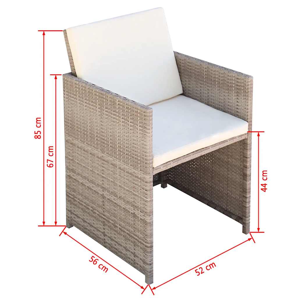 vidaXL 5-piece Garden Dining Set with Cushions Poly Rattan Beige