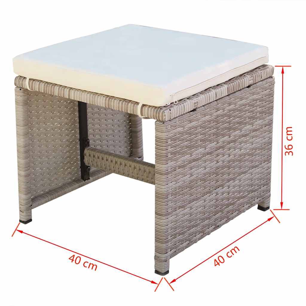 vidaXL 5-piece Garden Dining Set with Cushions Poly Rattan Beige