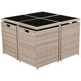 vidaXL 5-piece Garden Dining Set with Cushions Poly Rattan Beige
