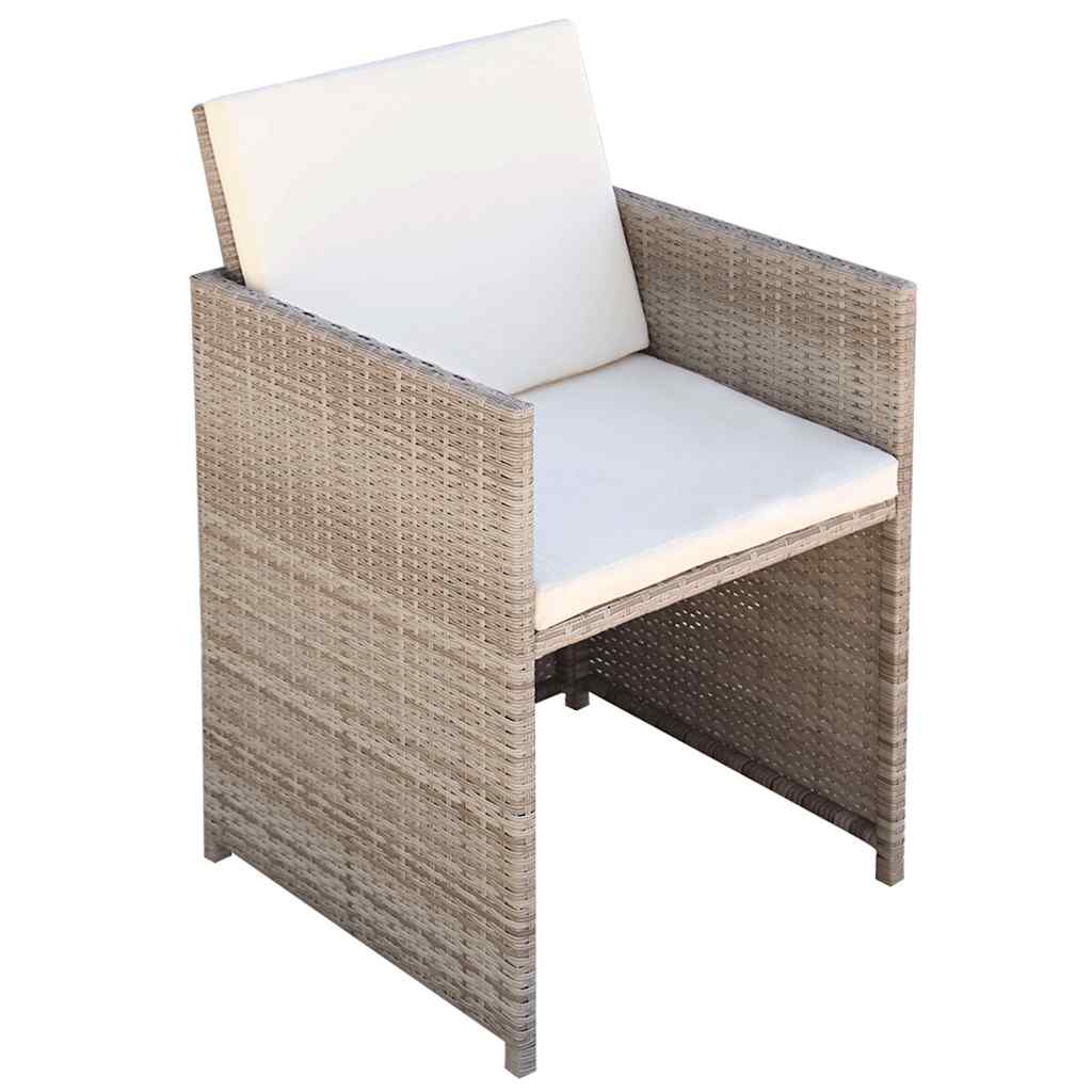 vidaXL 5-piece Garden Dining Set with Cushions Poly Rattan Beige