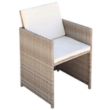 vidaXL 5-piece Garden Dining Set with Cushions Poly Rattan Beige