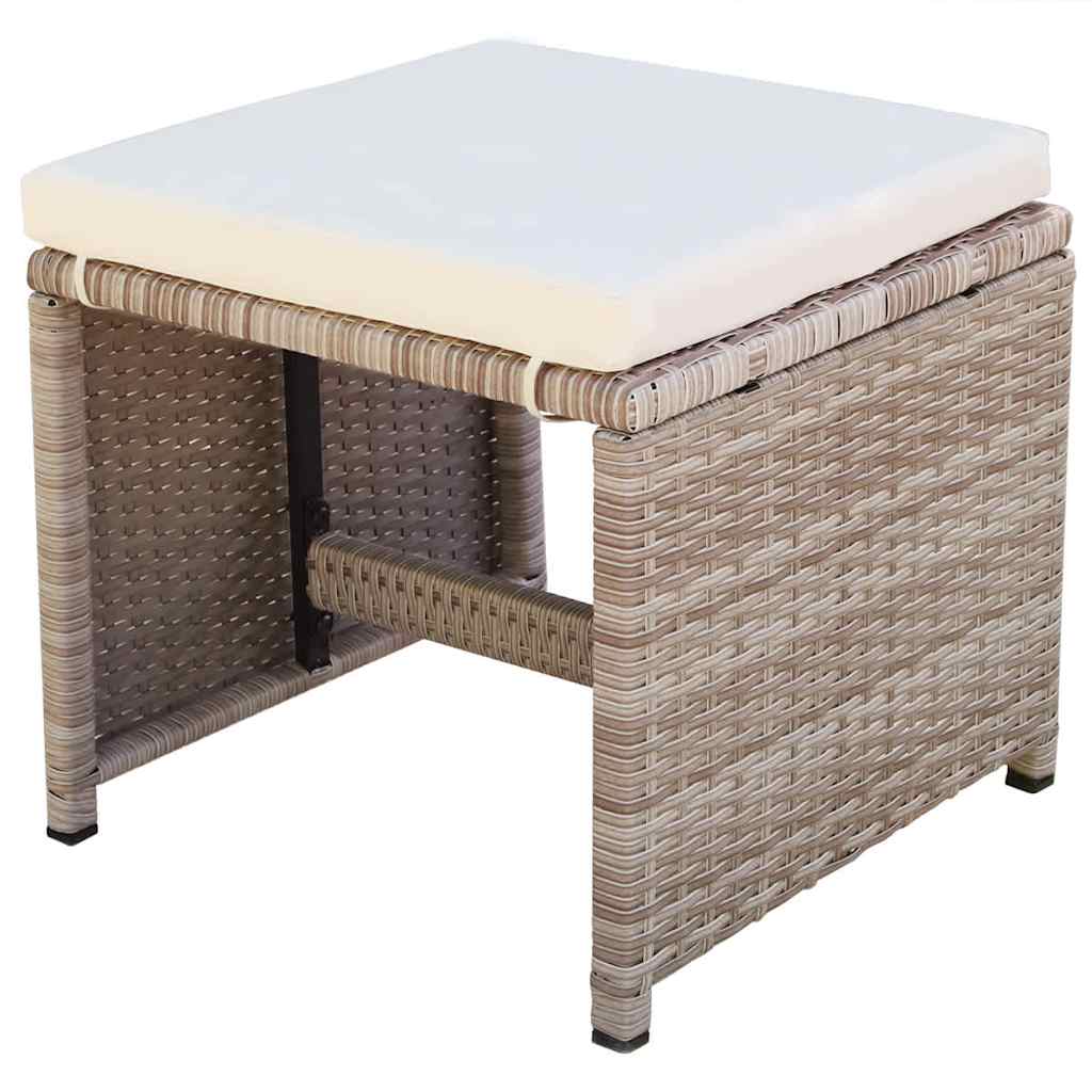 vidaXL 5-piece Garden Dining Set with Cushions Poly Rattan Beige