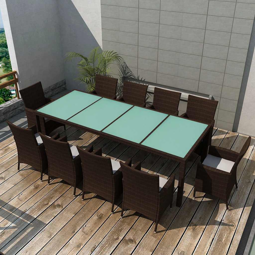 vidaXL 3-delige Tuinset poly rattan bruin